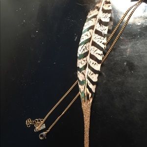 Glitter dipped feather necklace